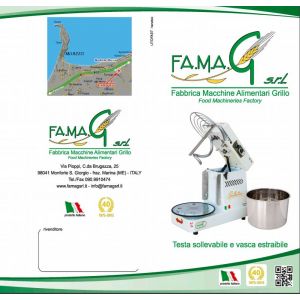 Тестомес спиральный Famag Grilletta IM5/S/230 для крутого теста 5 кг, 10 скор. с откидной траверсой