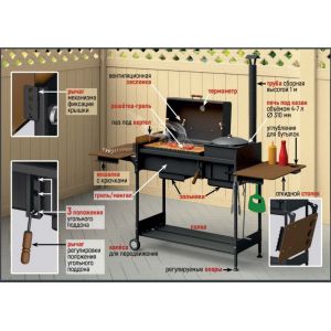 Гриль Мангал Казан СТЭН Roland со столиками сборно-разборный    