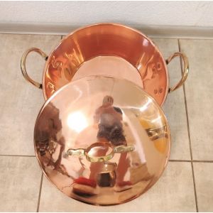 Медный таз для варенья с крышкой Португалия 6-11 л 