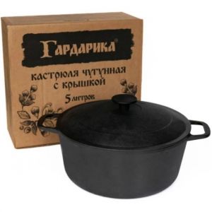 Кастрюля чугунная Гардарика с чугунной крышкой 3 и 5 л
